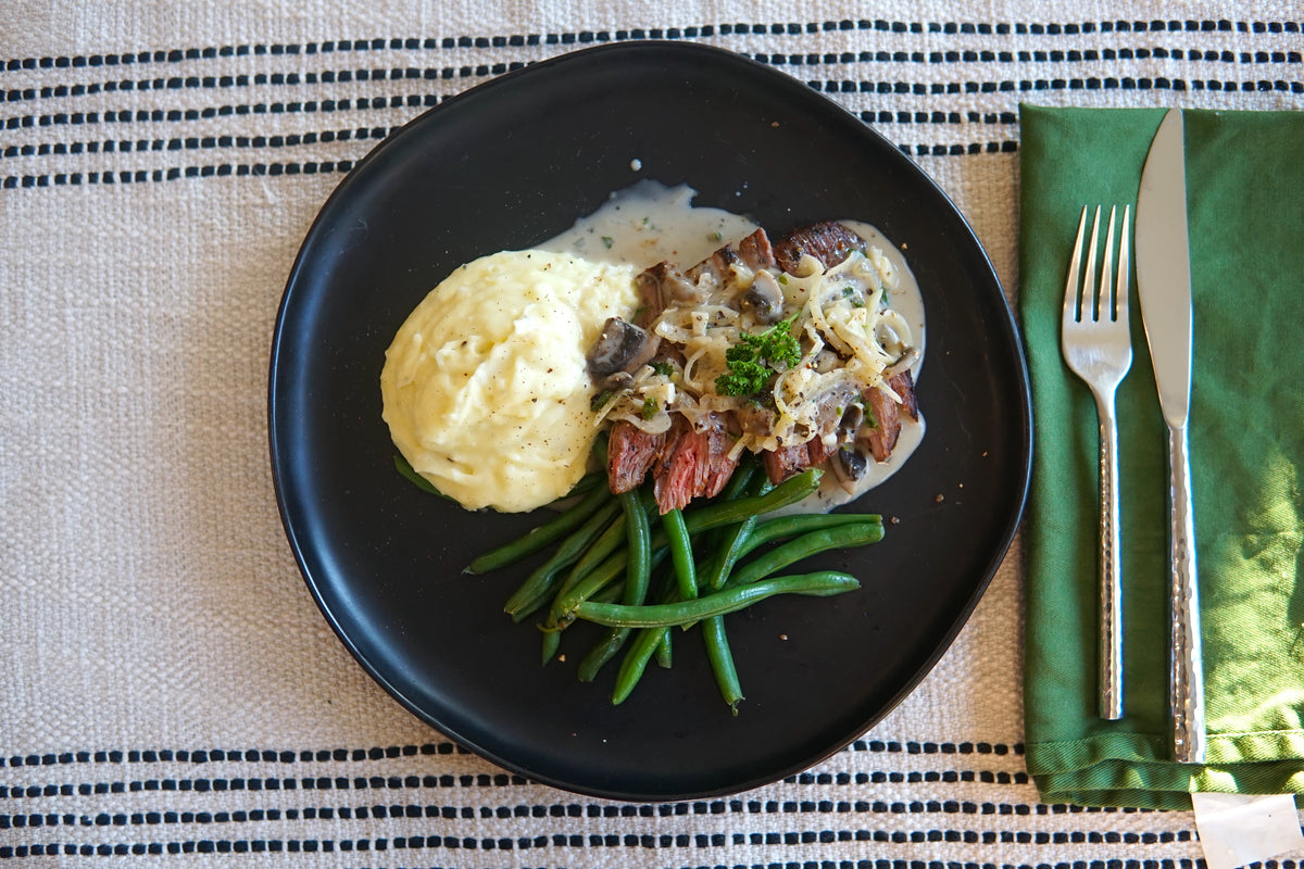 Flank Stroganoff With Mashed Potatoes